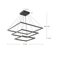 LED Chandelier by Kuzco Lighting - Piazza Collection, Black Finish - CH88332-BK-UNV-010