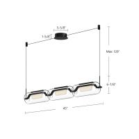 LED Linear Pendant by Kuzco Lighting - Hilo Collection, Black Finish - LP28543-BK-UNV