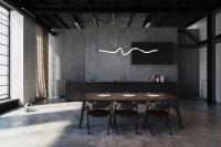 LED Linear Pendant by Kuzco Lighting - Cursive Collection, Black Finish - LP95354-BK-UNV
