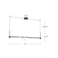 LED Linear Pendant by Kuzco Lighting - Cursive Collection, Black Finish - LP95354-BK-UNV