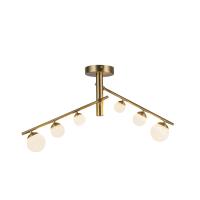 LED Semi-Flush Mount by Kuzco Lighting - Cypress Collection, Brushed Gold/Opal Glass Finish - SF55525-BG/OP-UNV