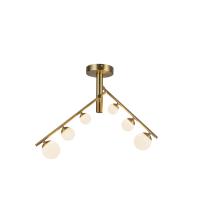LED Semi-Flush Mount by Kuzco Lighting - Cypress Collection, Brushed Gold/Opal Glass Finish - SF55525-BG/OP-UNV