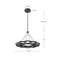 LED Chandelier by Kuzco Lighting - Maestro Collection, Black Finish - CH90833-BK-UNV-010