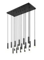 17 Light Linear Chandelier by Z-Lite - Stari Collection, Matte Black Finish - 1956P-17L-MB