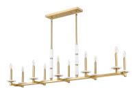 Ten Light Linear Chandelier by Z-Lite - Kaden Collection, Modern Gold Finish - 3045-10L-MGLD