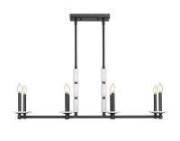 Eight Light Linear Chandelier by Z-Lite - Kaden Collection, Matte Black Finish - 3045-8L-MB