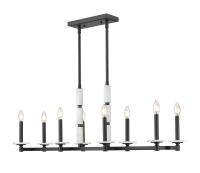 Eight Light Linear Chandelier by Z-Lite - Kaden Collection, Matte Black Finish - 3045-8L-MB