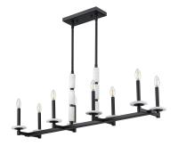 Eight Light Linear Chandelier by Z-Lite - Kaden Collection, Matte Black Finish - 3045-8L-MB