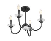 Four Light Semi Flush Mount by Z-Lite - Allistair Collection, Matte Black Finish - 352-4SF-MB