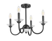 Four Light Semi Flush Mount by Z-Lite - Allistair Collection, Matte Black Finish - 352-4SF-MB