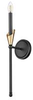 One Light Wall Sconce by Z-Lite - Claudelle Collection, Matte Black + Modern Gold Finish - 4014-1SA-MB-MGLD