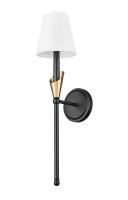 One Light Wall Sconce by Z-Lite - Claudelle Collection, Matte Black + Modern Gold Finish - 4014-1SA-MB-MGLD