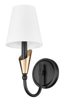 One Light Wall Sconce by Z-Lite - Claudelle Collection, Matte Black + Modern Gold Finish - 4014-1S-MB-MGLD