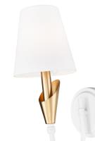 One Light Wall Sconce by Z-Lite - Claudelle Collection, Tundra White + Modern Gold Finish - 4014-1S-TW-MGLD