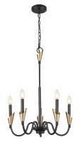 Five Light Chandelier by Z-Lite - Claudelle Collection, Matte Black + Modern Gold Finish - 4014-24MB-MGLD