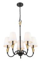 Five Light Chandelier by Z-Lite - Claudelle Collection, Matte Black + Modern Gold Finish - 4014-24MB-MGLD