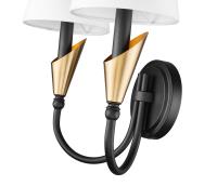 Two Light Wall Sconce by Z-Lite - Claudelle Collection, Matte Black + Modern Gold Finish - 4014-2S-MB-MGLD