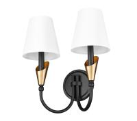 Two Light Wall Sconce by Z-Lite - Claudelle Collection, Matte Black + Modern Gold Finish - 4014-2S-MB-MGLD