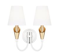 Two Light Wall Sconce by Z-Lite - Claudelle Collection, Tundra White + Modern Gold Finish - 4014-2S-TW-MGLD