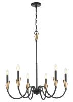 Six Light Chandelier by Z-Lite - Claudelle Collection, Matte Black + Modern Gold Finish - 4014-32MB-MGLD