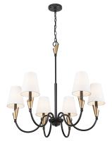 Six Light Chandelier by Z-Lite - Claudelle Collection, Matte Black + Modern Gold Finish - 4014-32MB-MGLD