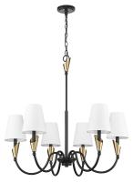 Six Light Chandelier by Z-Lite - Claudelle Collection, Matte Black + Modern Gold Finish - 4014-32MB-MGLD