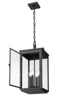 Four Light Outdoor Chain Mount Ceiling Fixture by Z-Lite - Hartwell Collection, Sand Black Finish - 5019CHB-BK