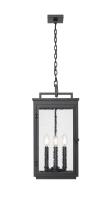 Four Light Outdoor Chain Mount Ceiling Fixture by Z-Lite - Hartwell Collection, Sand Black Finish - 5019CHB-BK