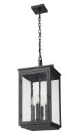 Four Light Outdoor Chain Mount Ceiling Fixture by Z-Lite - Hartwell Collection, Sand Black Finish - 5019CHB-BK