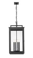Six Light Outdoor Chain Mount Ceiling Fixture by Z-Lite - Hartwell Collection, Sand Black Finish - 5019CHXXL-BK