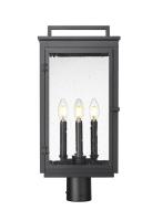 Four Light Outdoor Post Mount by Z-Lite - Hartwell Collection, Sand Black Finish - 5019PHBR-BK