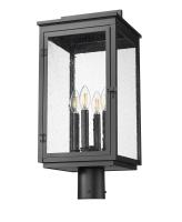 Four Light Outdoor Post Mount by Z-Lite - Hartwell Collection, Sand Black Finish - 5019PHBR-BK