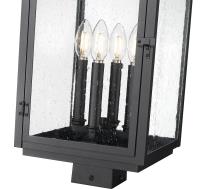 Four Light Outdoor Post Mount by Z-Lite - Hartwell Collection, Sand Black Finish - 5019PHBS-BK
