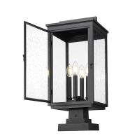 Four Light Outdoor Pier Mounted by Z-Lite - Hartwell Collection, Sand Black Finish - 5019PHBS-SQPM-BK