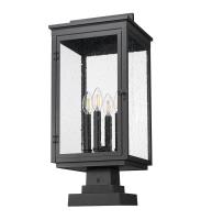 Four Light Outdoor Pier Mounted by Z-Lite - Hartwell Collection, Sand Black Finish - 5019PHBS-SQPM-BK