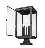 Five Light Outdoor Pier Mount by Z-Lite - Hartwell Collection, Sand Black Finish - 5019PHXLS-SQPM-BK