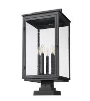 Five Light Outdoor Pier Mount by Z-Lite - Hartwell Collection, Sand Black Finish - 5019PHXLS-SQPM-BK
