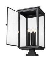Six Light Outdoor Pier Mount by Z-Lite - Hartwell Collection, Sand Black Finish - 5019PHXXLS-SQPM-BK