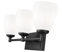 Three Light Vanity by Z-Lite - Oren Collection, Matte Black Finish - 7004-3V-MB