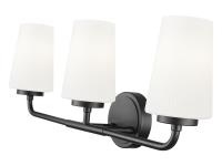 Three Light Vanity by Z-Lite - Montford Collection, Matte Black Finish - 7005-3V-MB