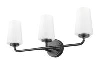 Three Light Vanity by Z-Lite - Montford Collection, Matte Black Finish - 7005-3V-MB