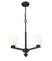 Three Light Chandelier by Z-Lite - Naya Collection, Matte Black Finish - 7518-3MB