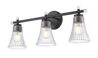 Three Light Vanity by Z-Lite - Belle Collection, Matte Black Finish - 7519-3V-MB