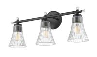 Three Light Vanity by Z-Lite - Belle Collection, Matte Black Finish - 7519-3V-MB