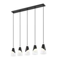 Five Light Linear Chandelier by Z-Lite - Aimie Collection, Matte Black Finish - 828P6-5L-MB