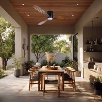 52"Ceiling Fan by Minka Aire - Ventiara Collection, Coal Black Finish - F694L-CL/DK