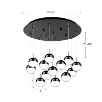 LED Pendant by Kuzco Lighting - Pluto Collection, Black Chrome Finish - MP402801BC-13