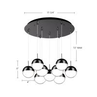 LED Pendant by Kuzco Lighting - Pluto Collection, Black Chrome Finish - MP402801BC-09