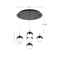 LED Pendant by Kuzco Lighting - Pluto Collection, Black Chrome Finish - MP402801BC-05