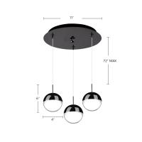 LED Pendant by Kuzco Lighting - Pluto Collection, Black Chrome Finish - MP402801BC-03